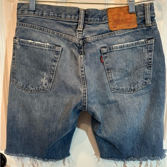 Levis 514 Mens Distressed Blue Washed Denim Shorts Size 31 Cut Off - Picture 2 of 5